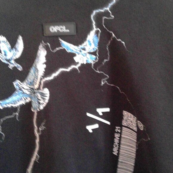 BOOHOO MAN "OFCL" Oversized Lightning Bolt 1/1 Black hoodie Size Large - Picture 2 of 4